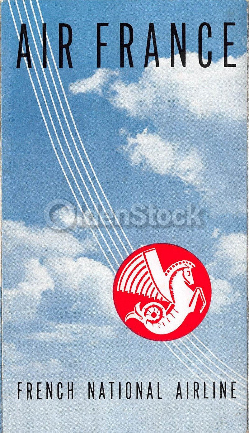 Air France French Line Vintage Graphic Advertising Air Travel Flyer