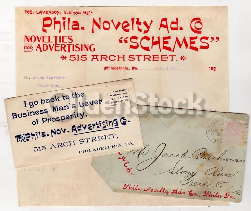 Philadelphia Novelty Advertising Company Rare Antique Salesman Letterhead 1892