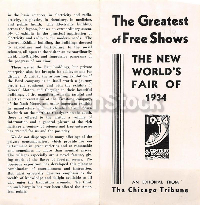 Chicago World's Fair Greatest of Free Shows Vintage Tribune Ad Flyer 1934
