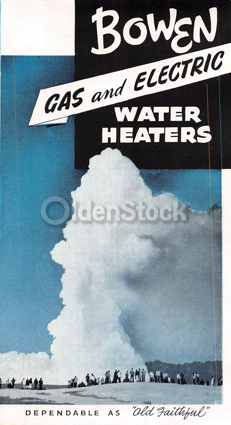 Bowen Gas & Electric Water Heaters Vintage Graphic Advertising Flyer