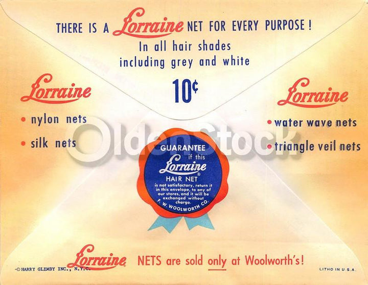 Lorraine Nylon Hair Net Vintage Lady's Fashion Graphic Advertising