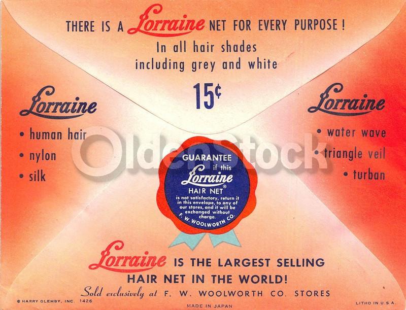 Lorraine Nylon Hair Net Vintage Women's Fashion Graphic Advertising