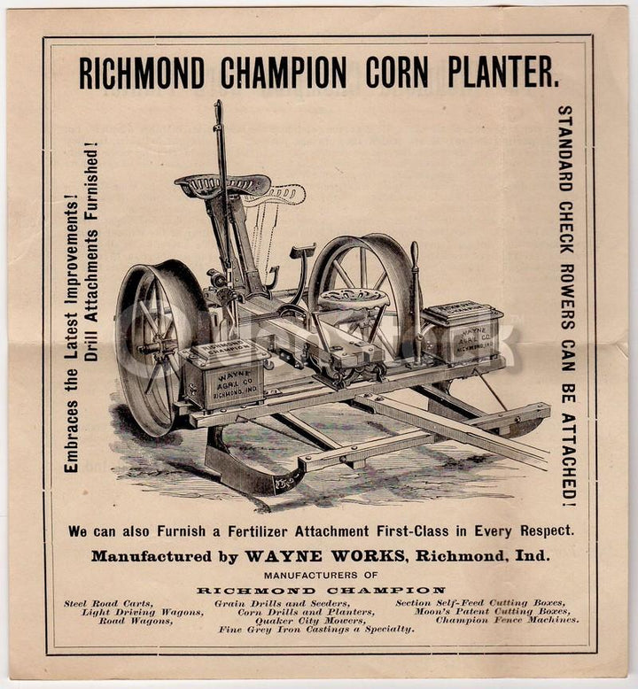 Wayne Works Agricultural Farm Machinery Antique Graphic Advertising Sales Flyer