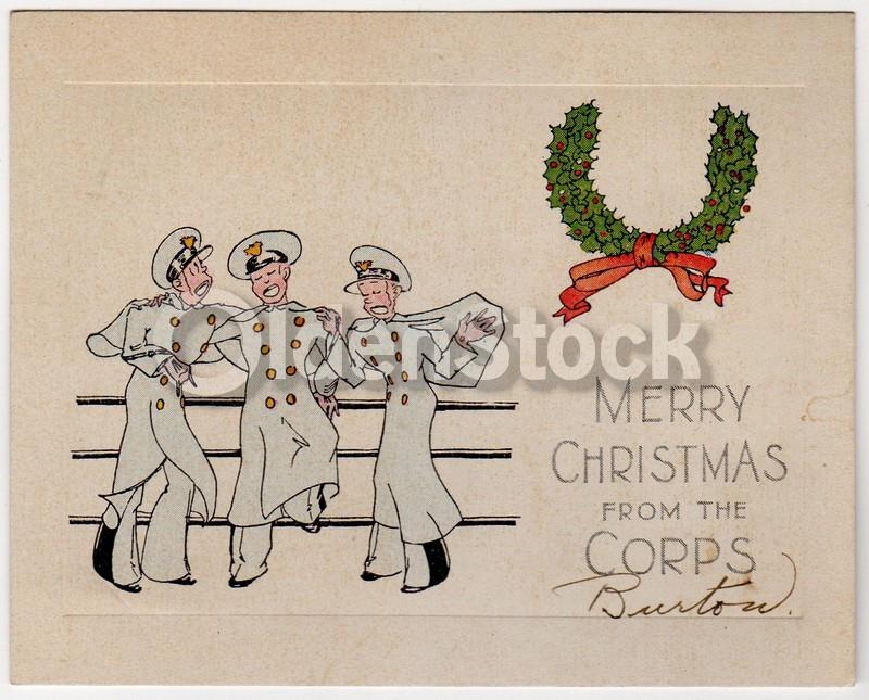 West Point Cadet Corps Old Graphic Art Merry Christmas Card 1931