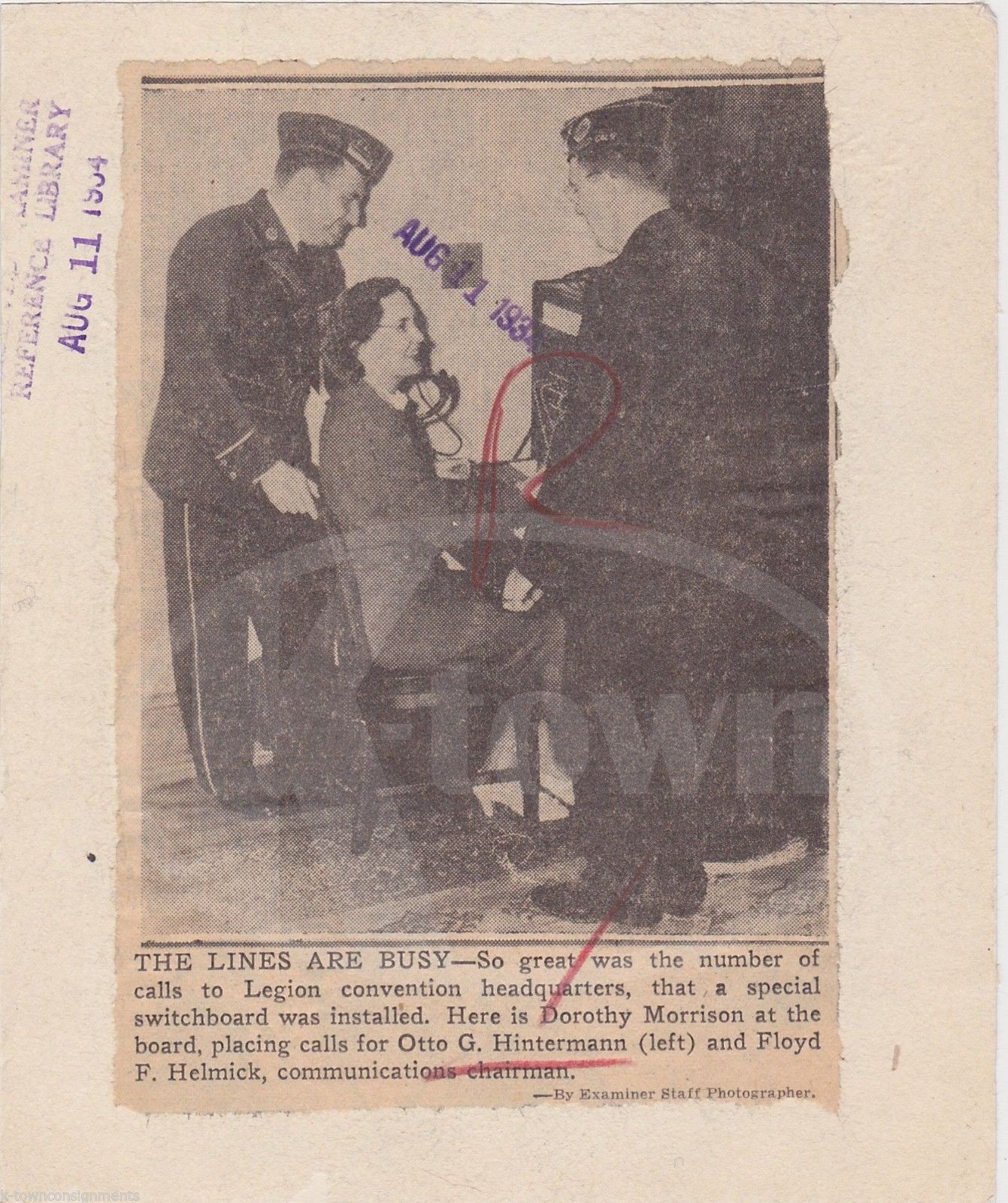 AMERICAN LEGION TELEPHONE OPERATOR ANTIQUE NEWS PRESS PHOTO 1934 - K-townConsignments