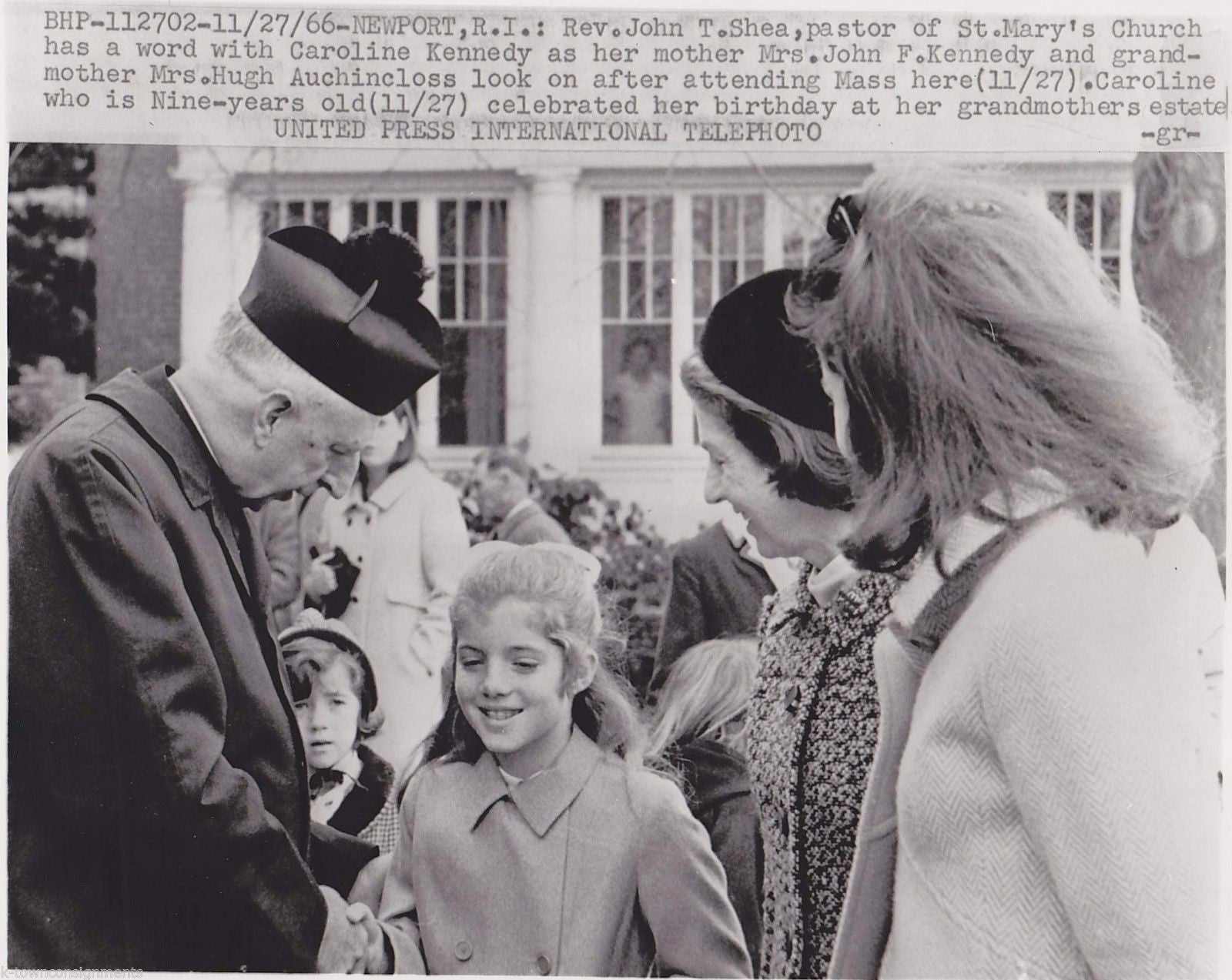 Caroline Kennedy Age 9 at St. Mary's Mass Newport RI Vintage News Press Photo - K-townConsignments