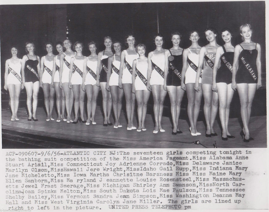 MISS AMERICA PAGEANT MISS ALABAMA VERMONT IOWA & MORE SWIMSUITS PRESS PHOTO 1956 - K-townConsignments