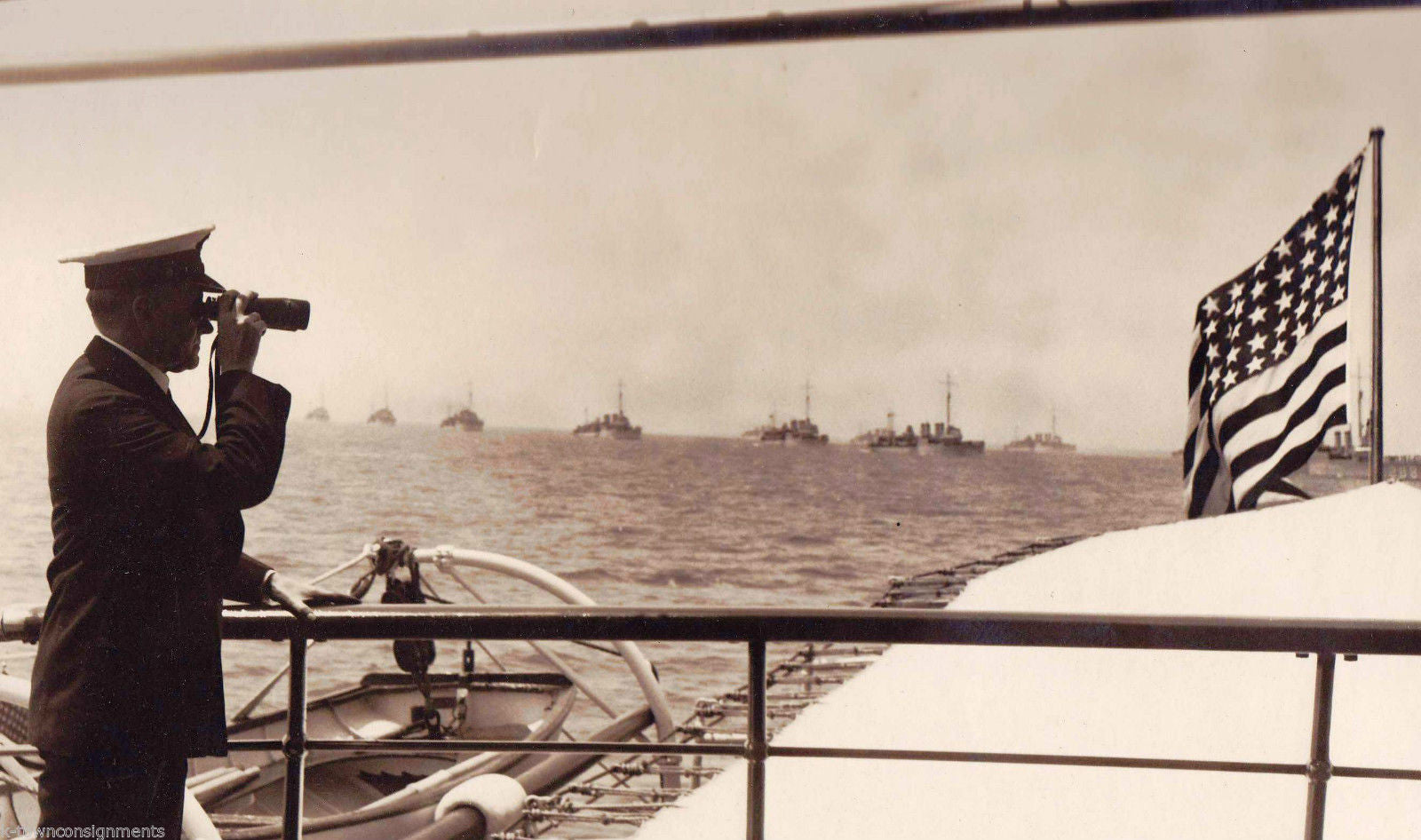 President Coolidge Battleship Fleet American Flag Vintage 1920s News Press Photo - K-townConsignments