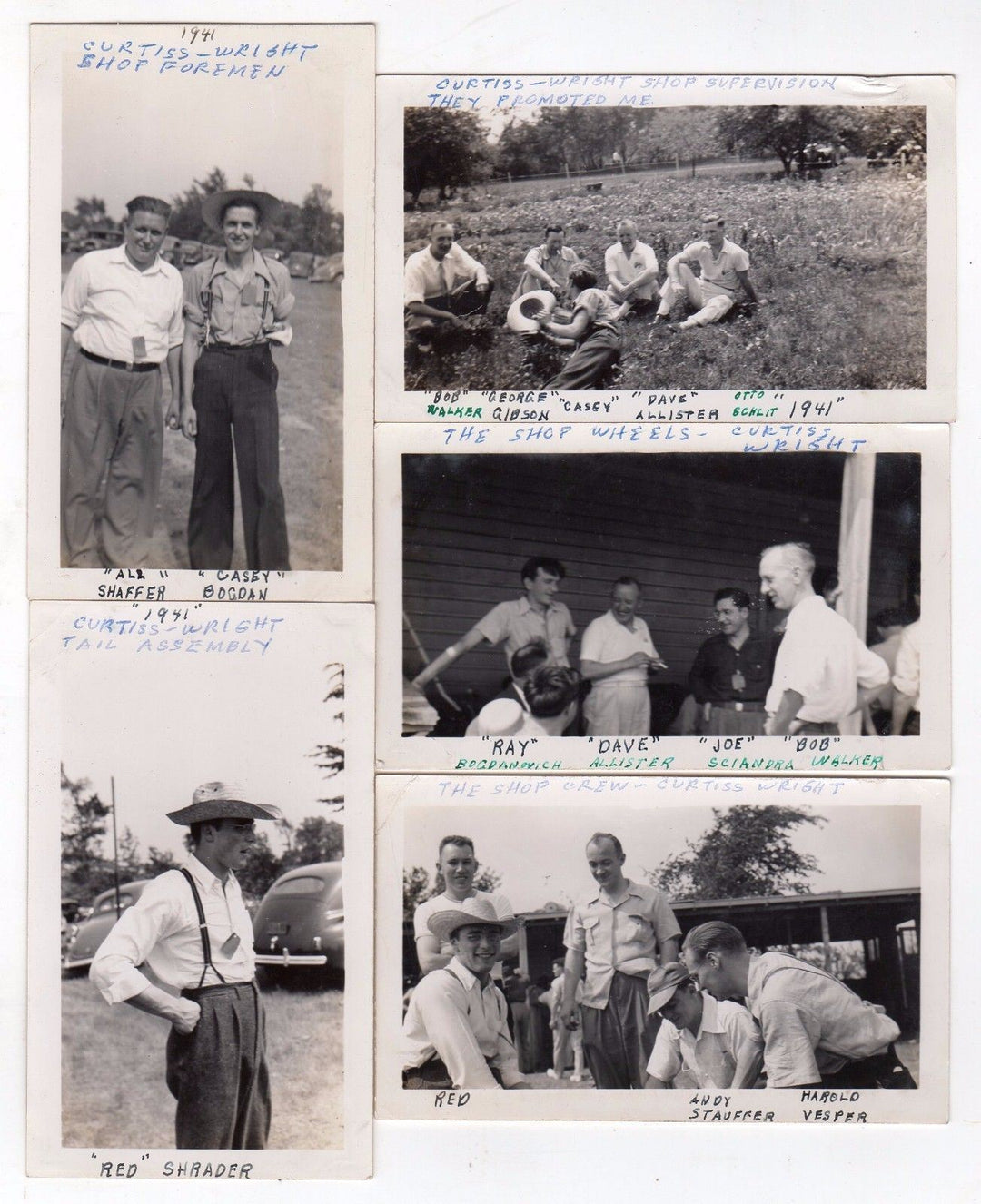 Curtiss Wright Aircraft Plane Builders Vintage WWII Employees Snapshot Photos