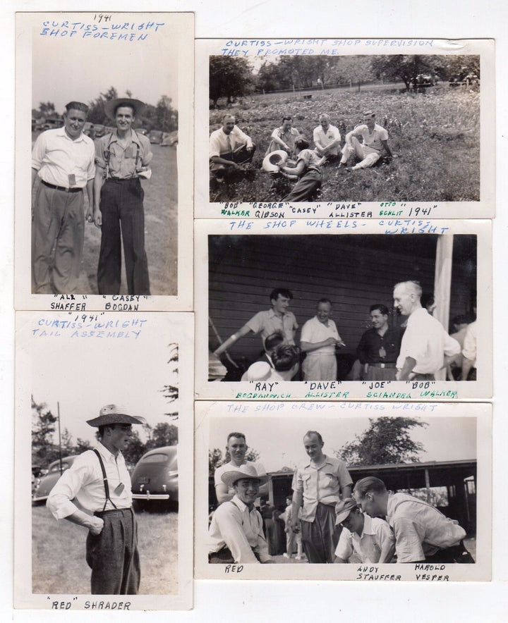 Curtiss Wright Aircraft Plane Builders Vintage WWII Employees Snapshot Photos