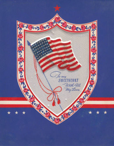 American Flag Vintage WWII Patriotic Giant Novelty Greetings Card - K-townConsignments
