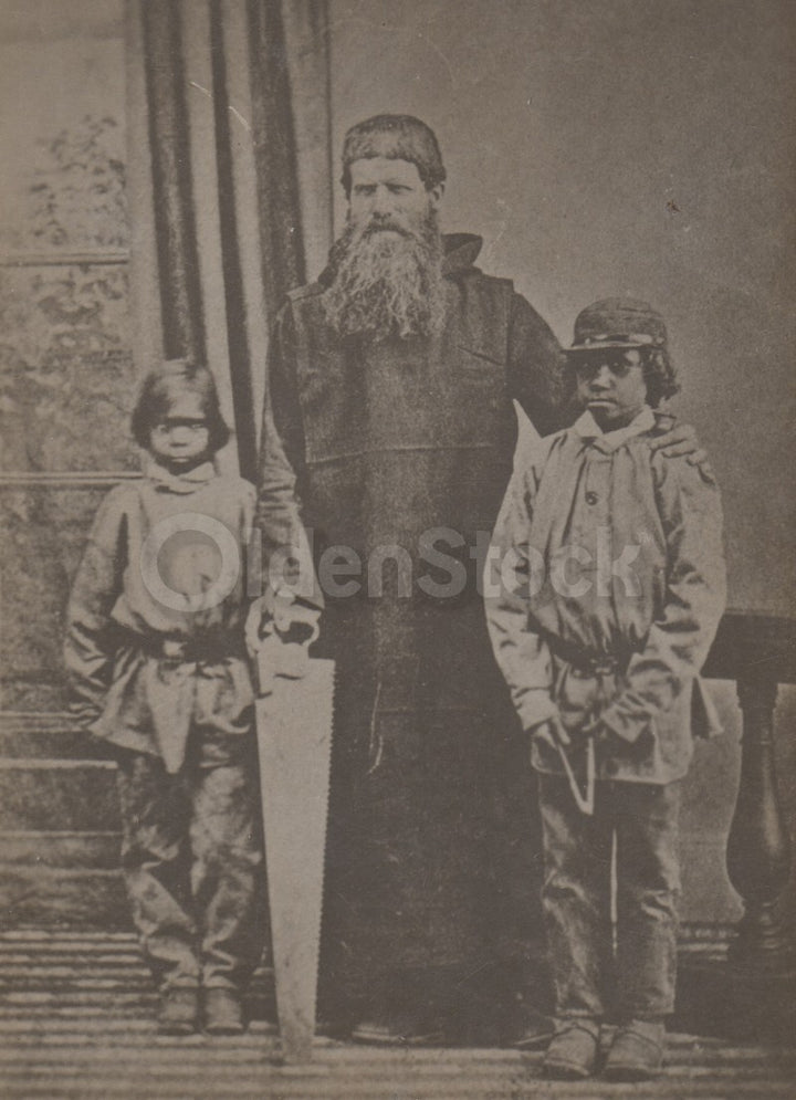 Australian Aborigines Benedictine Monk Boys Rare Antique CDV Photo