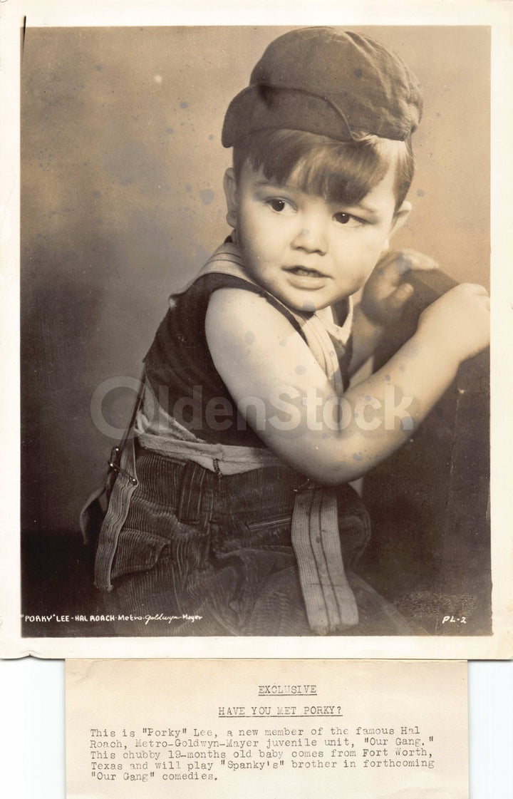 Porky Lee Our Gang Little Rascals Child Actor First Appearance Publicity Photo