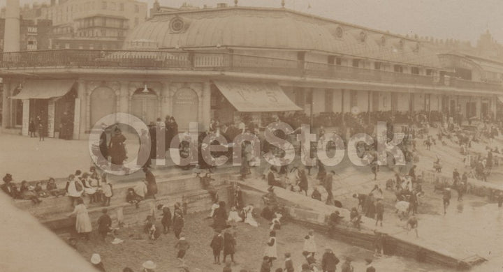 Ramsgate England Obelisk Boardwalk Pavilion Beach Scene Antique Photo