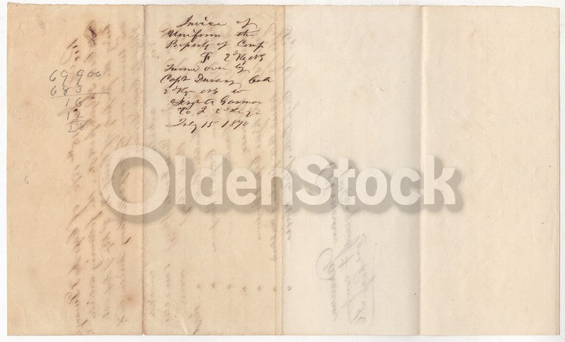 Pennsylvania National Guard Indians Wars Gear Signed Military Invoice 1870