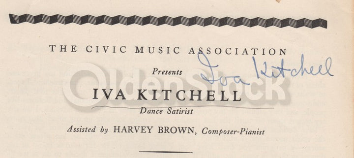 Iva Kitchell Stage Dancer Comedian Autograph Signed Theatre Concert Program