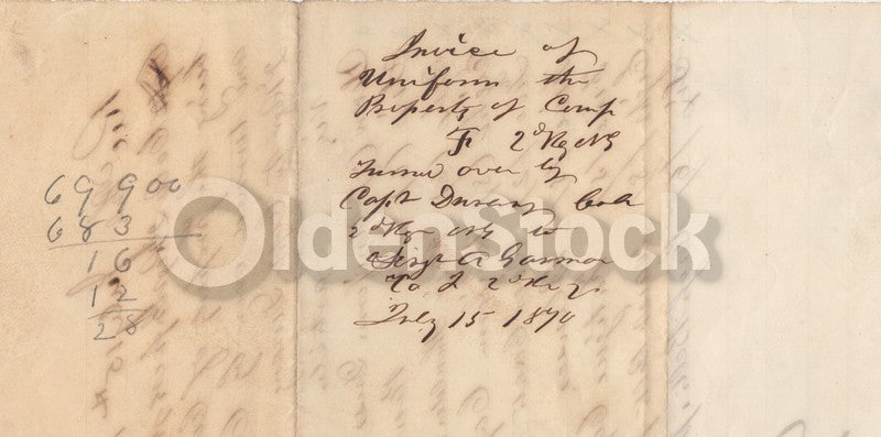 Pennsylvania National Guard Indians Wars Gear Signed Military Invoice 1870