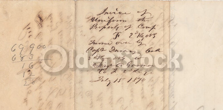Pennsylvania National Guard Indians Wars Gear Signed Military Invoice 1870