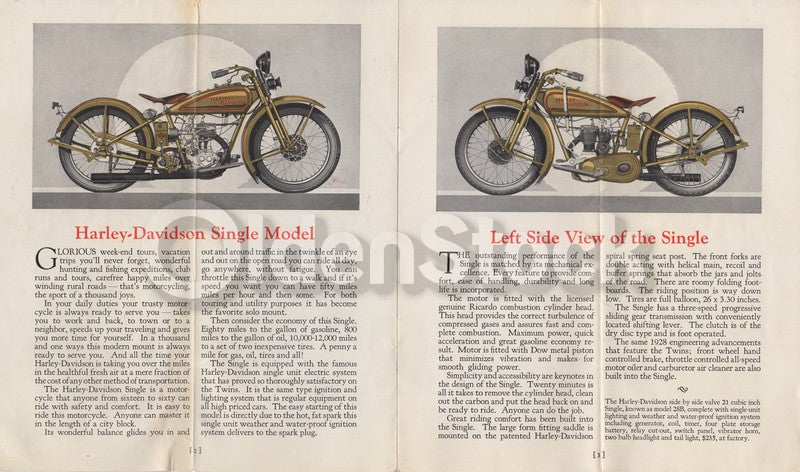 Harley Davidson Motorcycles Antique Graphic Advertising Sales Catalog 1928