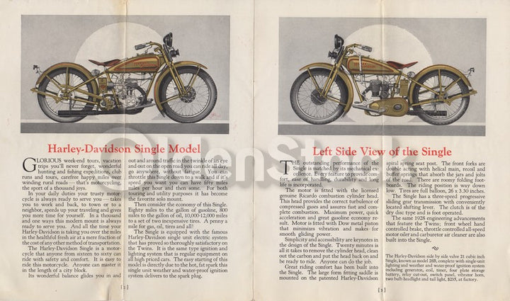 Harley Davidson Motorcycles Antique Graphic Advertising Sales Catalog 1928