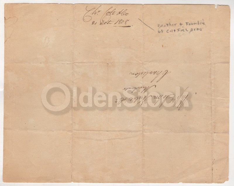 Christopher Colt Firearms Postal Cover to Rev War Patriot John Nisbet 1808