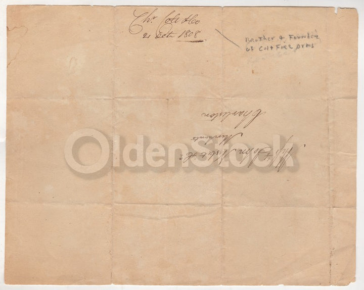 Christopher Colt Firearms Postal Cover to Rev War Patriot John Nisbet 1808