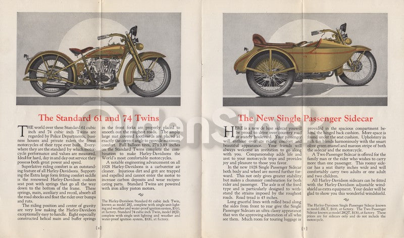 Harley Davidson Motorcycles Antique Graphic Advertising Sales Catalog 1928
