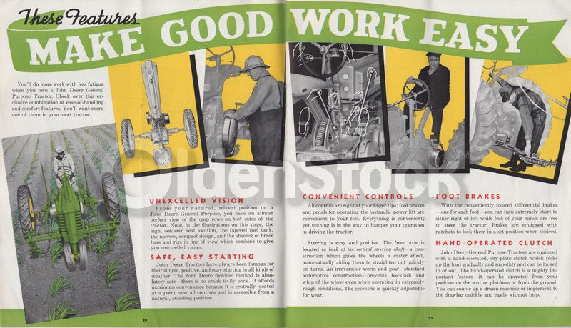 John Deere Tractors Model A B G H Graphic Advertising Sales Catalog 1940