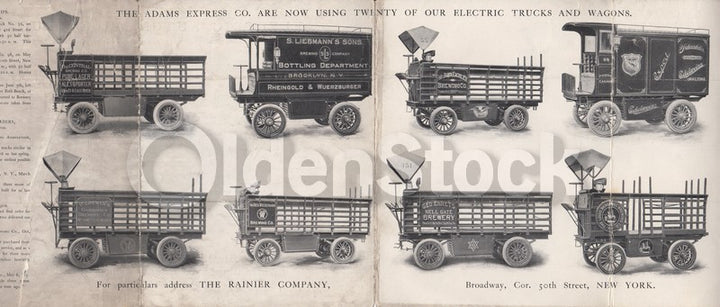 Rainier Electric Automobile Work Trucks Antique Advertising Sales Flyer 1903