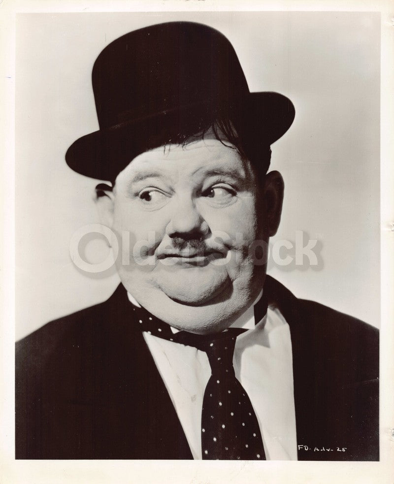 Oliver Hardy Vaudeville Comedy Movie Actor Classic Eye Roll Vintage Promo Photo