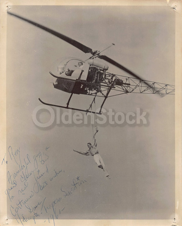 Dave Merrifield Helicopter Trapeze Circus Vintage Autograph Signed Photo