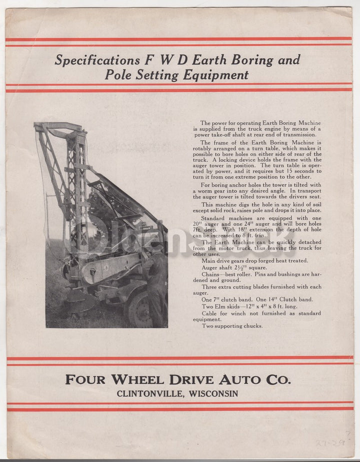 FWD Four Wheel Drive Work Equipment Clintonville WI Antique Sales Catalog