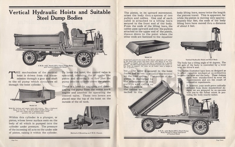 FWD Four Wheel Drive Construction Dump Trucks Antique Sales Catalog