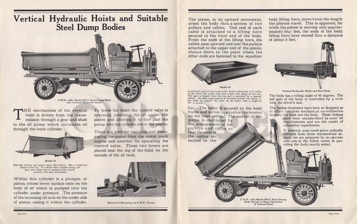 FWD Four Wheel Drive Construction Dump Trucks Antique Sales Catalog
