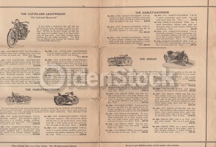 Myerow Bros Boston MA Indian Harley Motorcycle Dealer Catalog 1920