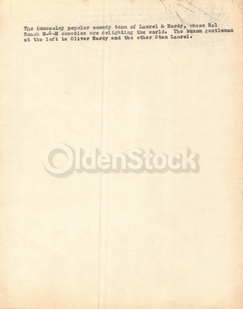 Young Laurel and Hardy Hal Roach Comedy Actors Antique Movie Promo Photo