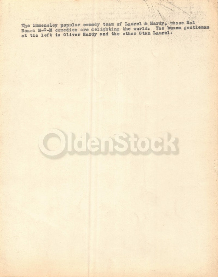 Young Laurel and Hardy Hal Roach Comedy Actors Antique Movie Promo Photo