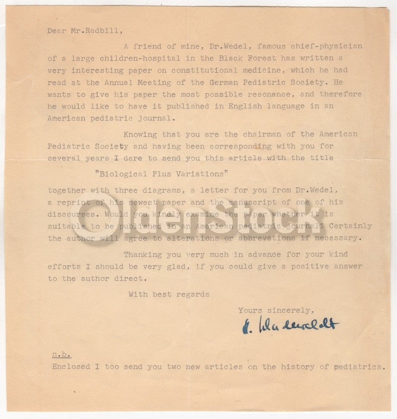 Hans Schadewaldt German WWII False Flag Author Scientist Autograph Letter