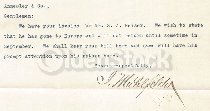 William Butterfield Sewing Machine Supply NY Antique Signed Letterhead Receipt 1870
