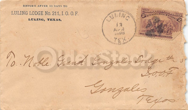 Odd Fellows Luling Lodge Gonzales Lodge Texas Antique Signed Letterhead 1893
