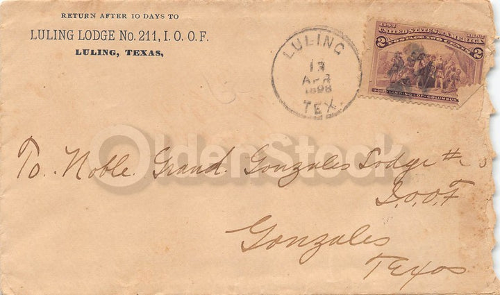 Odd Fellows Luling Lodge Gonzales Lodge Texas Antique Signed Letterhead 1893