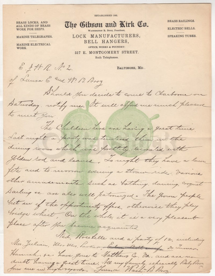 Gibson & Kirk Lock Company Baltimore MD Antique Signed Advertising Letter 1915