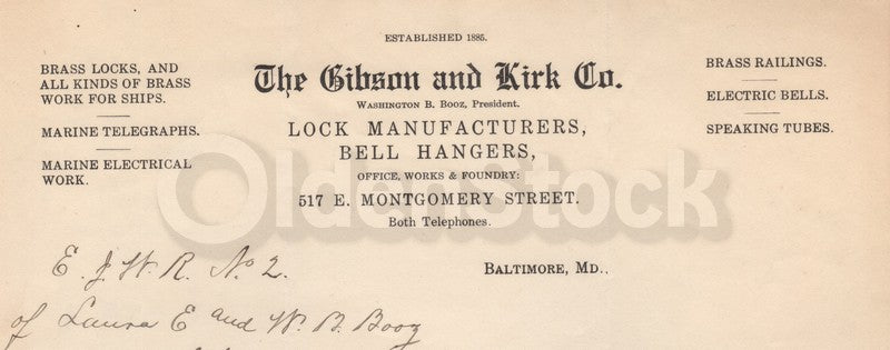 Gibson & Kirk Lock Company Baltimore MD Antique Signed Advertising Letter 1915