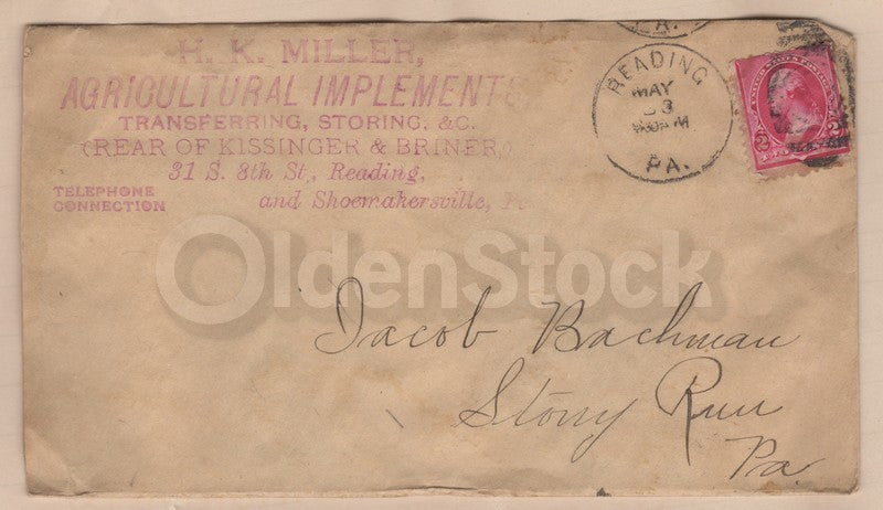 H.K. Miller Reading PA Farm Tool Antique Autograph Signed Letter 1891