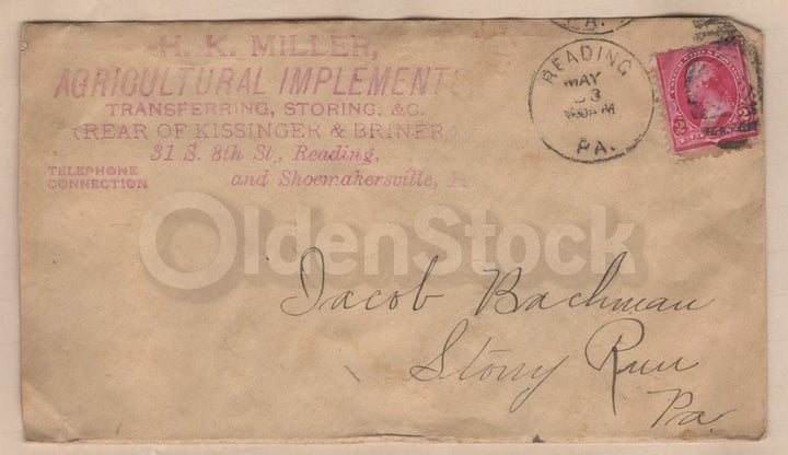 H.K. Miller Reading PA Farm Tool Antique Autograph Signed Letter 1891