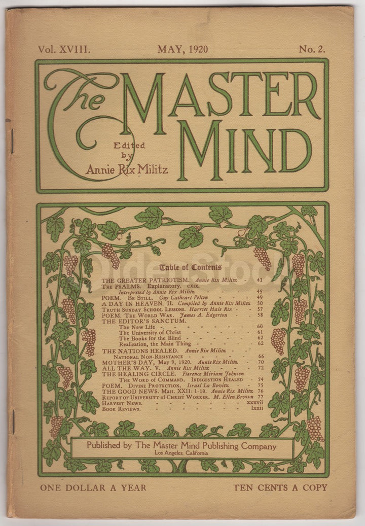 Annie Rix Militz New Thought Metaphysical Religion Magazine May 1920