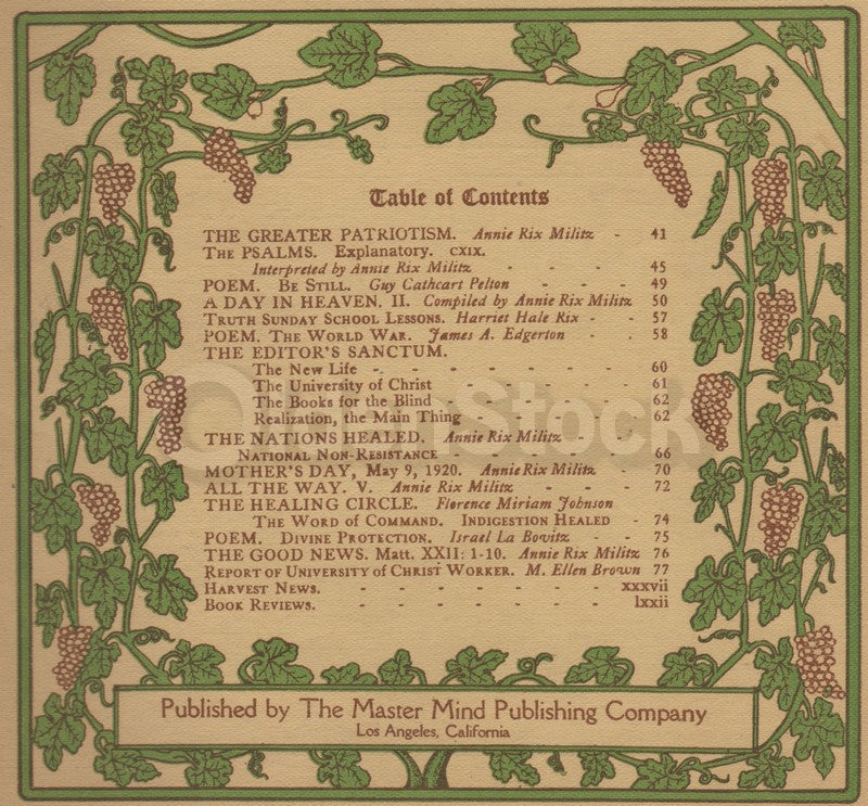 Annie Rix Militz New Thought Metaphysical Religion Magazine May 1920