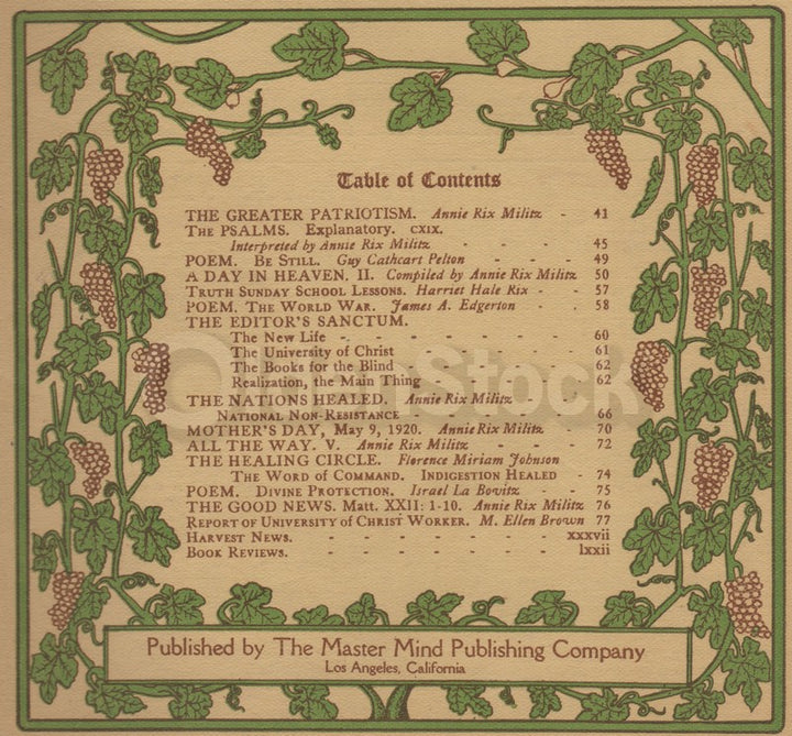 Annie Rix Militz New Thought Metaphysical Religion Magazine May 1920