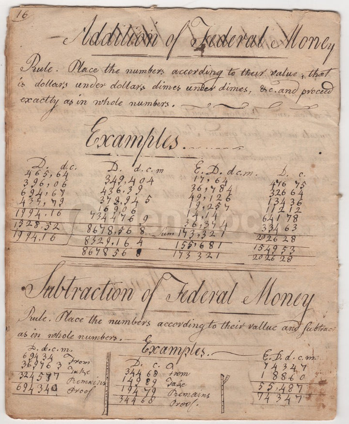 Thomas Warner Saybrook CT Antique Folk Art Penmanship Arithmetic Cypher Book