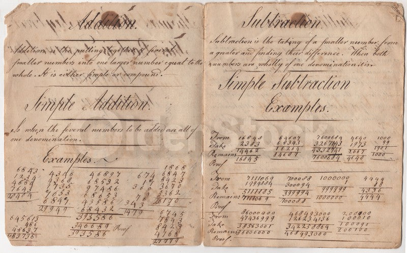 Thomas Warner Saybrook CT Antique Folk Art Penmanship Arithmetic Cypher Book